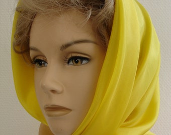 Echarpe foulard en soie Pongé 90x90 cm jaune indien