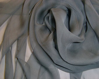Sciarpa in chiffon sciarpa di seta seta rubato lunga sciarpa di seta chiffon 180 x 55 cm antracite rubato grigio
