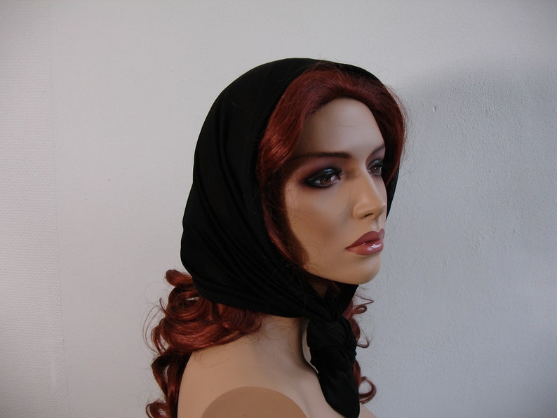 Silk scarf tubular scarf headband hood loop made of jersey silk 104x40cm black image 7