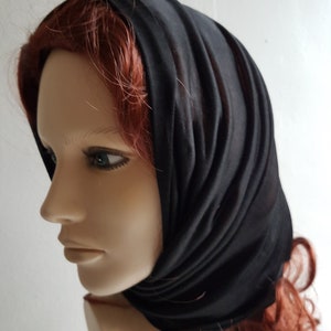 Silk scarf tubular scarf headband hood loop made of jersey silk 104x40cm black image 5