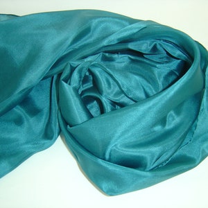 Silk scarf 180x45cm petrol Pongé scarf stole immagine 1