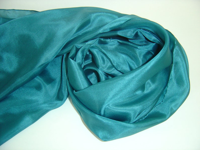 Silk scarf 180x45cm petrol Pongé scarf stole immagine 1