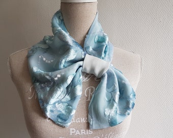 Foulard à nouer Foulard push-in Loop Collar Foulard variable en velours et soie Dévoré bleu clair