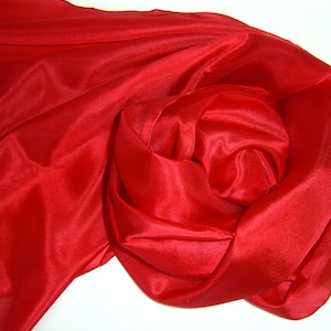 Silk scarf 180x45cm red Pongé scarf stole