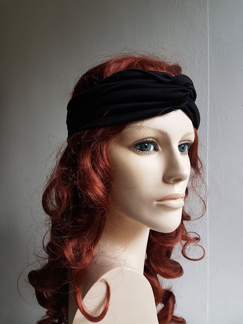 Silk scarf tubular scarf headband hood loop made of jersey silk 104x40cm black image 2