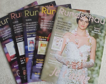 Millésime 2016 Divers magazines DAMEN RUNDSCHAU Magazine professionnel de la mode féminine internationale et de la technologie de coupe Patrons de couture Rares