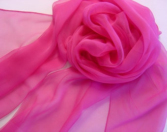 Sciarpa in chiffon sciarpa di seta seta rubato sciarpa lunga sciarpa Puro chiffon di seta 180 x 55 cm rosa rubato rosa