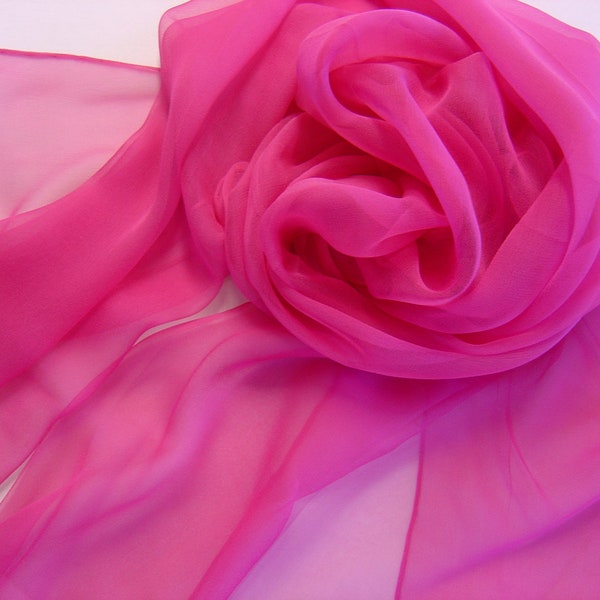 Chiffonschal Seidenschal Seidenstola Langschal Schal Reine Seide Chiffon 180x55cm pink Stola rosa