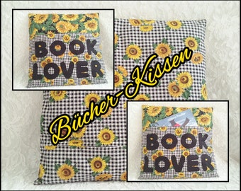 Reading Pillow - Pillow with Book Bag - Reading Pillow - Reading Book Pillow - *Book-Lover* 1508 fb.01