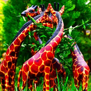 Jirafas, únicas, obras de arte, arte original, esculturas hechas a mano, animales, animales, jirafas, jirafas reticuladas, regalos de jirafas, amantes de los animales imagen 5