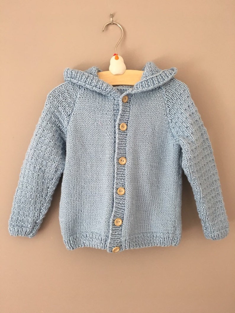 Car pattern hooded cardigan, baby boys merino wool 