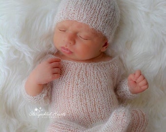 Newborn delicate footed romper, photography prop