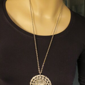 Vintage necklace with medieval metal pendant image 2