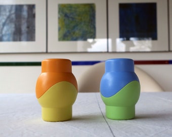 Vintage four egg cups Tupperware in regebogenfarben
