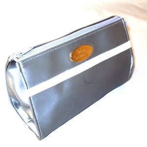 Vintage cosmetic bag perfumes Christian Dior in silver shimmers also pastel blue image 1