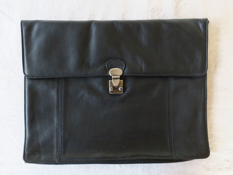 Vintage briefcase Picard Jet 2001 business bag made of black leather image 1