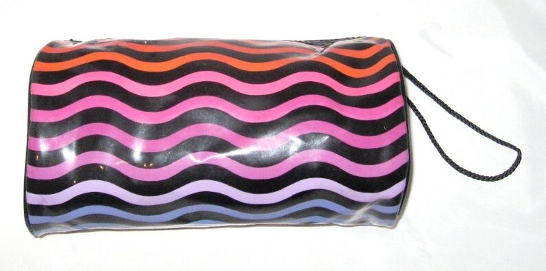 Vintage Pencil Case in Pop Art 70s Wave Pattern Pens Bag Toiletry Bag image 2