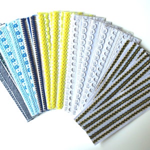 5 Vintage Border Self-adhesive Lace for Crafting Blue-Green-Yellow Tones