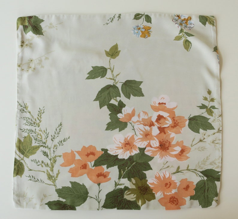 Vintage pillowcase with orange-green floral pattern image 1