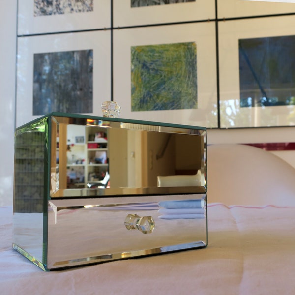 Vintage mirrored jewelry box casket mirror box