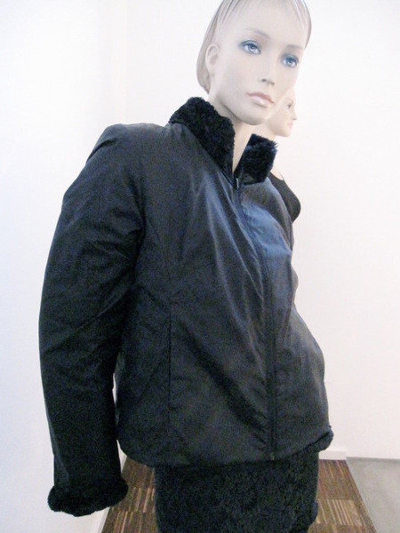 Vintage Fell Wendejacke in Schwarz Bild 1