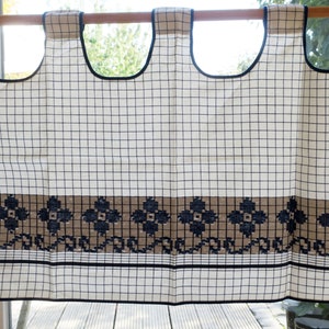 Vintage Swedish curtain panel curtain rod curtain 2 scarves