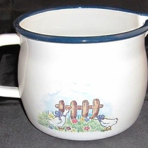 Vintage Enamel Pot * Milk Pot * Cooking Pot