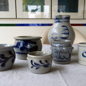 Vintage Bluestoneware Favorite Ceramic Jug Lard Barrel Bowl Potty