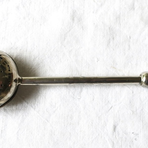 Vintage tea strainer tea egg silver-plated with thumb press