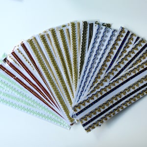 4 Vintage Borte selbstklebend Spitze zum Basteln Rot-Blau-Grün-Gold-Töne