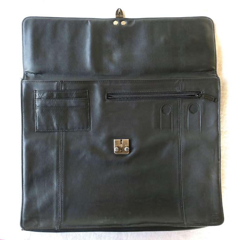 Vintage briefcase Picard Jet 2001 business bag made of black leather image 4