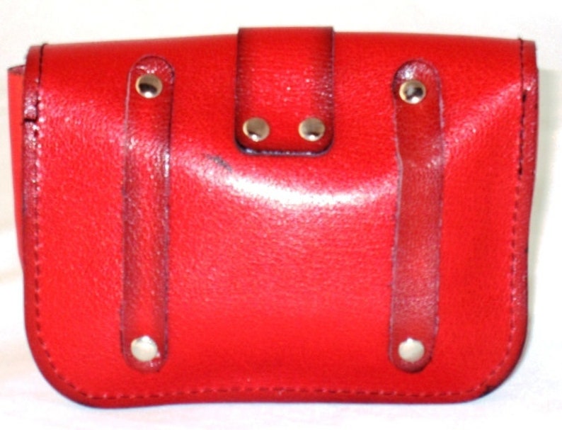 Vintage belt bag in red leather, image 4