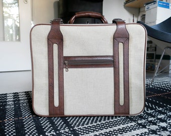 Vintage suitcase of the 50s 60s Linen Imitation Leather Rockabilly