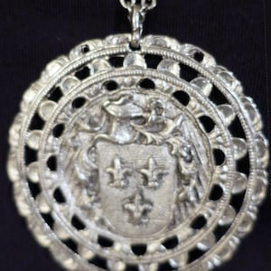 Vintage necklace with medieval metal pendant image 1