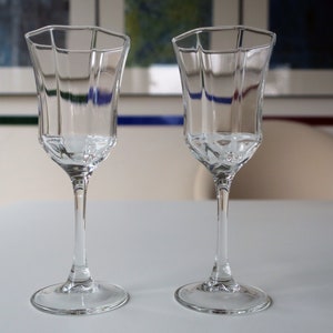 Vintage two French liqueur cherry glasses Luminarc Octime Arcoroc