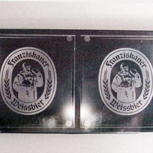 Juego vintage de 4 posavasos de cristal para cerveza Franziskaner Weissbier.