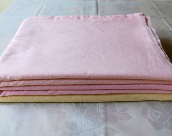 Vintage Bettlaken Betttuch Rosa und Gelb