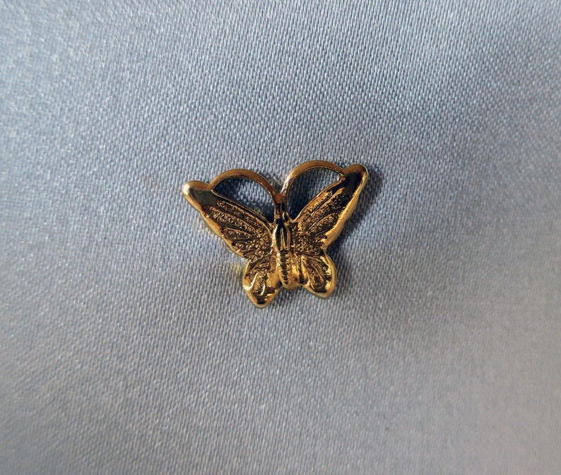 Vintage Schminktäschchen Silber goldener Schmetterling innen super Bild 7