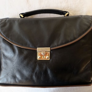 Vintage Business Bag Core Collection Cuir Noir Clé Poignée Porte-documents