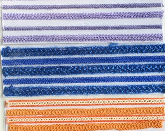 3 vintage border self-adhesive lace for crafts in gold-blue-orange tones