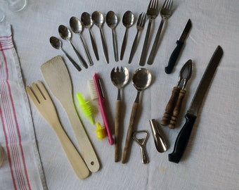 Vintage Küchenteile Sets Gabel Messer Löffel und mehr