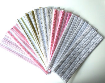 7 Vintage Border Self-adhesive Lace for Crafting White Tones