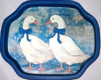 Vintage romantic goose donkey tray