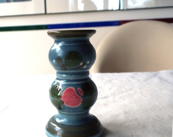 Vintage candle holder Schramberg Garmisch ceramic in shades of blue