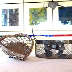 Baskets with heart made of silver wire and single wire image 1