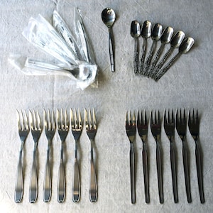 Vintage Nivella and Faruk pastry forks and teaspoons and Turkish teaspoons