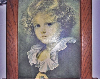 Kinderportrait von Greuze  Bild mit Eichenrahmen