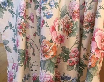 Vintage Vorhang Gardine 2 Schals und 2 Volants  mit Blumenprint Dalien 60er
