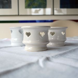 Vintage 1 Lantern Tealight Holder Ceramic with Heart