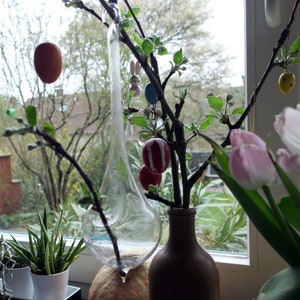 Vintage glass bulb Saphira for a flower or a branch to hang